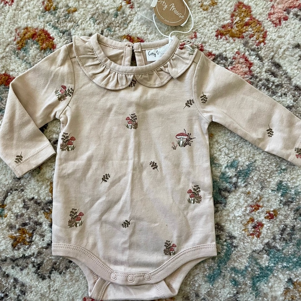 City Mouse Mushroom Print Onesie